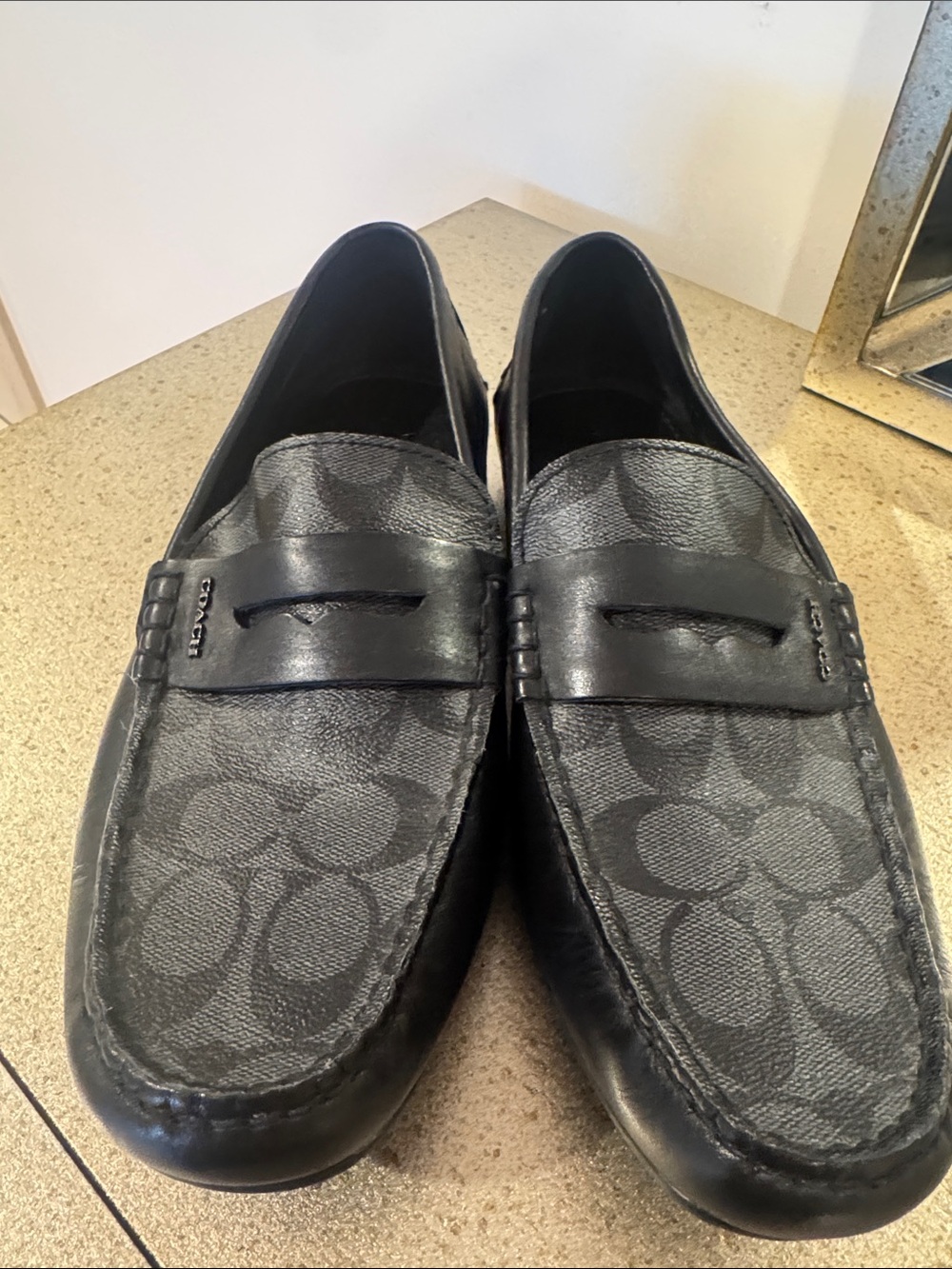 Coach Men's Black Signature Logo Slip-On Loafers